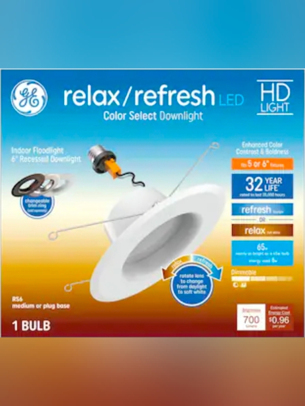 GE Relax/Refresh Color-Select LED Downlight White New In Box - Set of 4